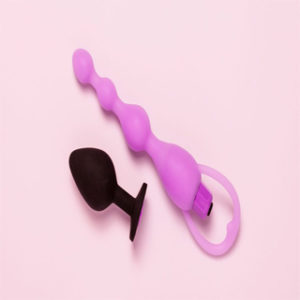 Black Butt Plug With Vibrating Anal Beads
